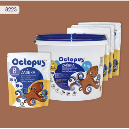 Двухкомпонентная эпоксидная затирка Octopus Zatirka цвет 8223, 5 кг (8223-5)