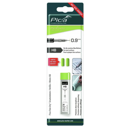 Запасные графитовые стержни PICA + две резинки (24 шт./уп.) (7050/SB)