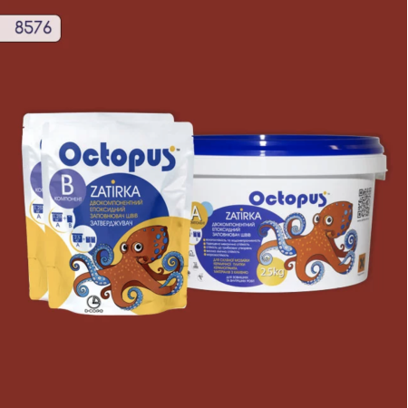 Двухкомпонентная эпоксидная затирка Octopus Zatirka цвет красный 8576  2,5 кг (8576-2)