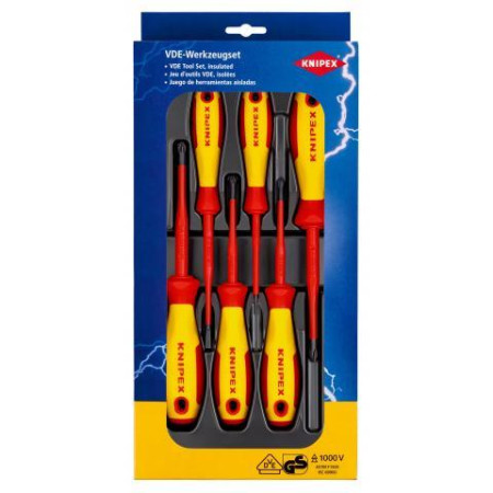 Набор диэлектрических отверток с зауженным рабочим концом KNIPEX 00 20 12 V04, шлиц/Phillips/Pozidri (00 20 12 V04)
