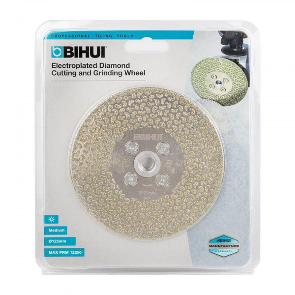 Диск алмазный BIHUI GALVANIC 125 мм для резки и шлифовки с фланцем М14 (DCWME5)
