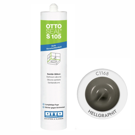 Силиконовый герметик OttoSeal S105 С1168 серый цемент 125, (Hellgraphit) (S105C1168)