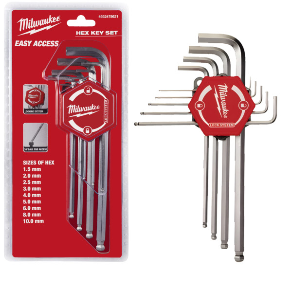 Набор шестигранных ключей Milwaukee (1,5-10 мм) — 9 предметов (4932478621)