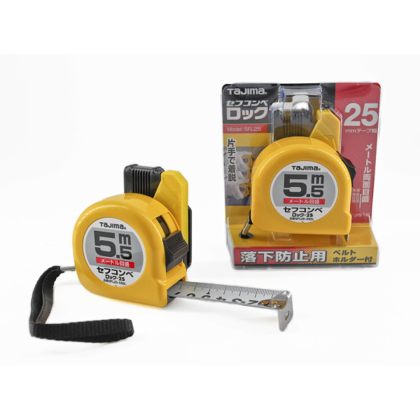 Рулетка строительная TAJIMA HI LOCK SFL25-55BL 5,5 м с держателем на ремень (1001-1652)