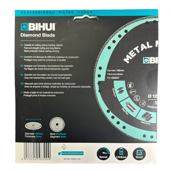 Диск алмазный BIHUI METAL MASTER 180x1,8x22,23 мм (DSBC180)