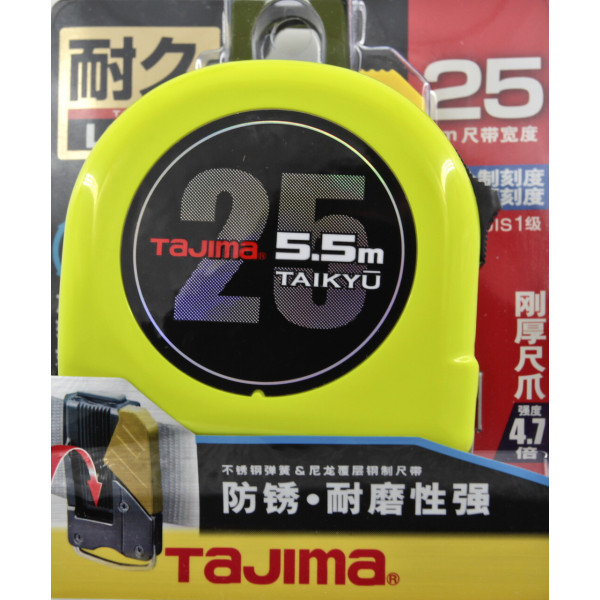 Рулетка строительная TAJIMA SUPER L25-55 5,5 м водостойкая с держателем на ремень (1001-2530)