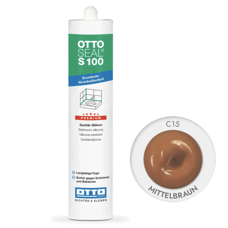 Силиконовый герметик OttoSeal S100 С15 (mittelbraun), 300 мм (S100C15)