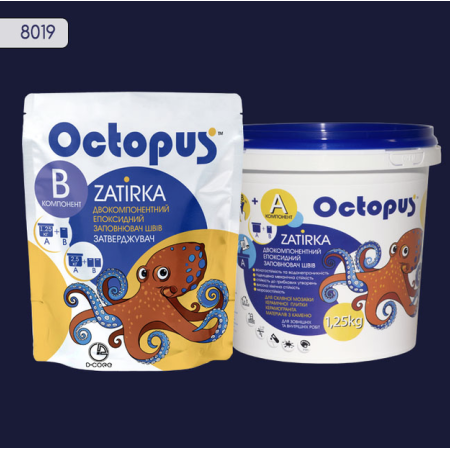 Двухкомпонентная эпоксидная затирка Octopus Zatirka цвет 8019, 1,25 кг (8019-1)