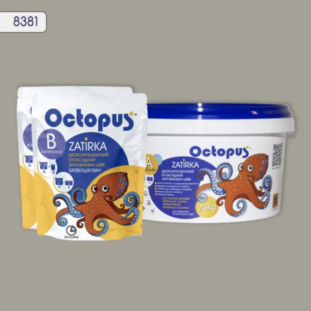 Двокомпонентне епоксидна фуга Octopus Zatirka колір 8381 сіро-теплий 2,5 кг (8381-2)