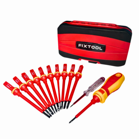 Набір діелектричних викруток FIXTOOL 11 шт + індикаторна викрутка 250В, CrV, пластиковий кейс (FIXER)
