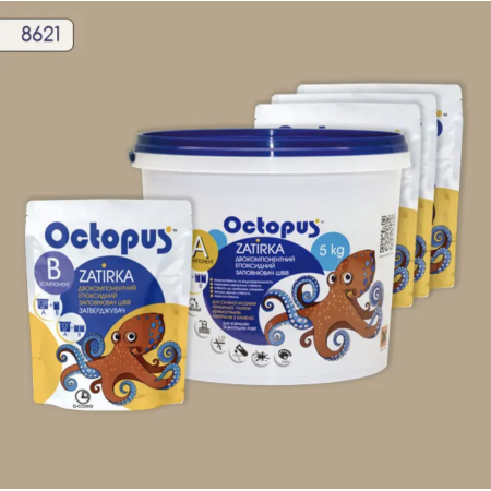 Двокомпонентна епоксидна фуга Octopus Zatirka колір сірий 8621, 5 кг (8621-5)
