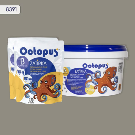Двухкомпонентная эпоксидная затирка Octopus Zatirka цвет серый 8391  2,5 кг (8391-2)