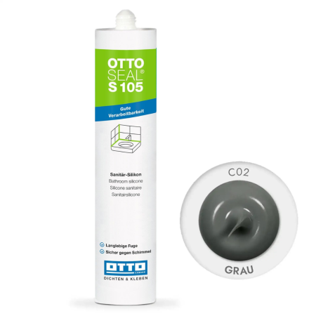 Санитарный силиконовый герметик OTTOSEAL S105 С02 свинец (Grau), 310 мл (S105C02)