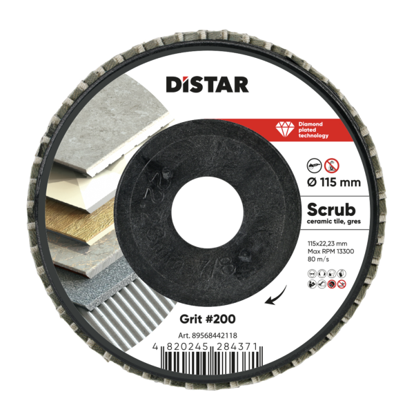 Алмазный лепестковый диск DISTAR SCRUB 115 × 22,23 мм #200 (89568442118)