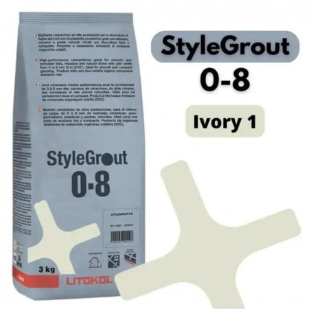 Цементна фуга StyleGrout 0-8 (Ivory 1) 3 кг (SG08IVR10063)