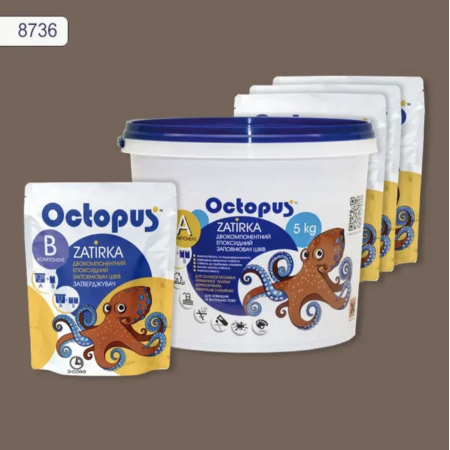 Двухкомпонентная эпоксидная затирка Octopus Zatirka цвет № 8736, 5 кг (8736-5)