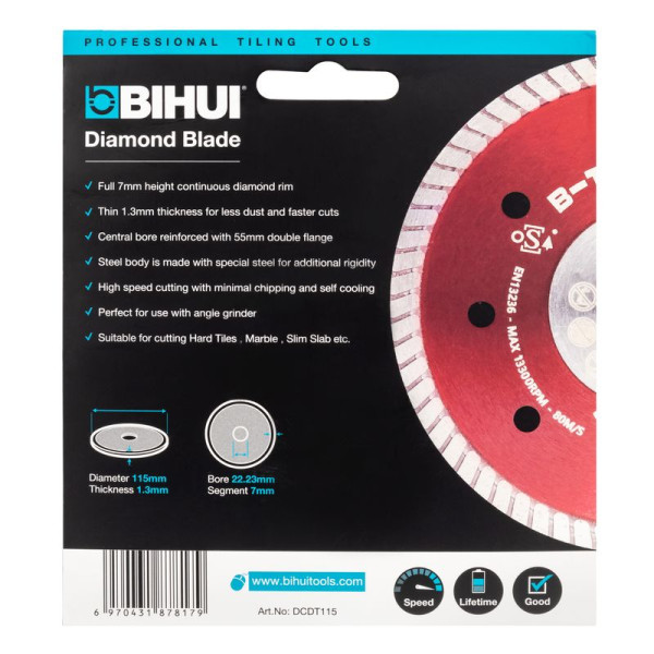 Алмазный диск BIHUI B-TURBO 115 мм для керамогранита/мрамора/гранита (DCDT115)