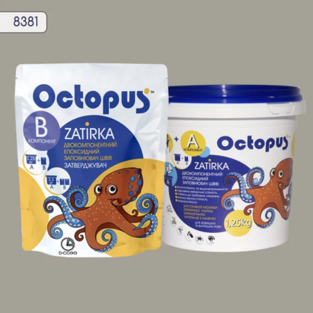 Двухкомпонентная эпоксидная затирка Octopus Zatirka цвет 8381 серо-теплый 1,25 кг (8381-1)