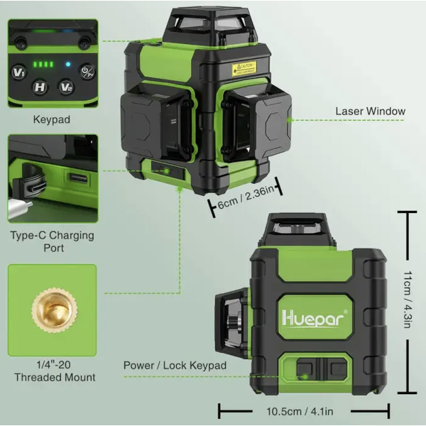 Лазерный уровень Huepar 3D HM03CG (488020)