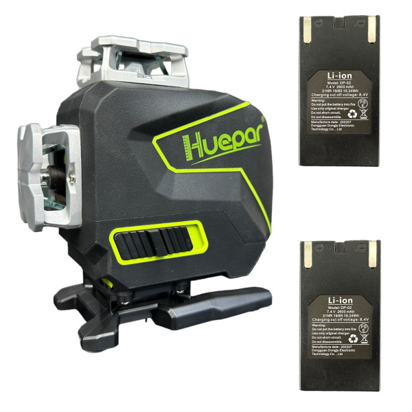 Лазерный уровень Huepar 4D с 2 аккумуляторами (S04CG2)