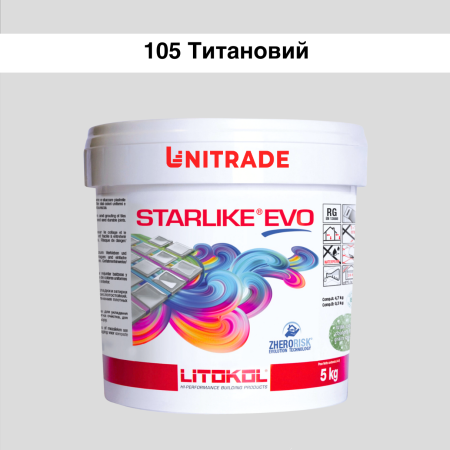 Эпоксидная затирка Litokol Starlike EVO 105 титановая 5 кг (STEVOBTT0005)