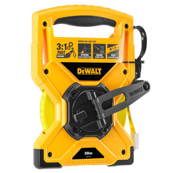 Рулетка измерительная FIBREGLASS длиной 30 м, шириной 19 мм, лента со стекловолокном DeWALT (DWHT34218-0)