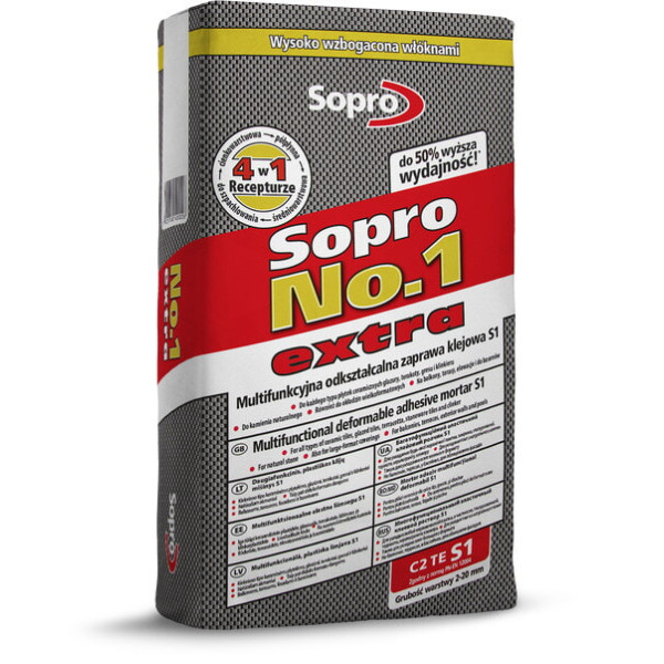 Клей для плитки Sopro №1 400 extra C2TES1 22,5 кг, серый (400E/22,5)