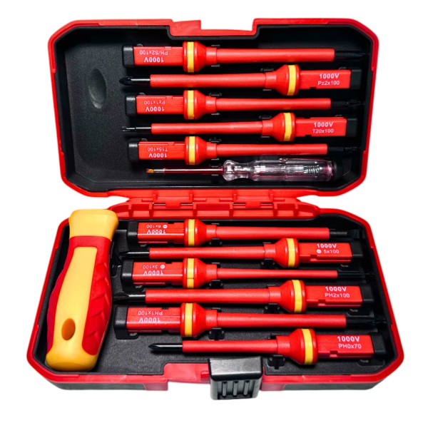 Набор диэлектрических отвёрток FIXTOOL 11 шт + индикаторная отвёртка 250В, CrV, пластиковый кейс (FIXER)