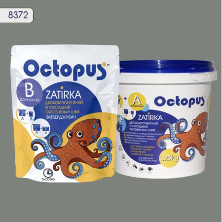 Двухкомпонентная эпоксидная затирка Octopus Zatirka цвет 8372 серый асфальт  1,25 кг (8372-1)