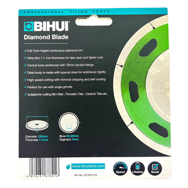 Диск алмазный BIHUI B-SLIM 125x1,0x22,23 мм (DCDS125)