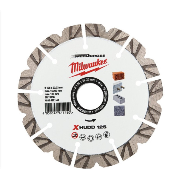 Диск алмазный Speedcross MILWAUKEE XHUDD 125, диаметр 125мм (железобетон, гранит, кирпич) (4932492148)