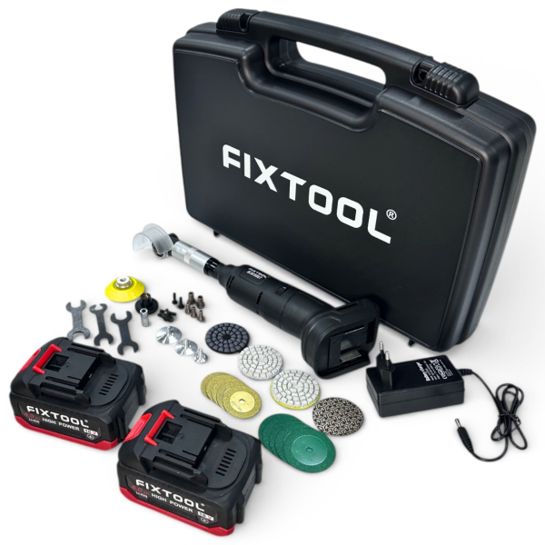 Кутова акумуляторна шліфувальна машина FIXTOOL Pomogator BLACKOUT з 2 АКБ 4A 18V (FIX200WBATMK)