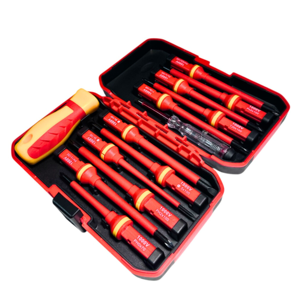 Набор диэлектрических отвёрток FIXTOOL 11 шт + индикаторная отвёртка 250В, CrV, пластиковый кейс (FIXER)
