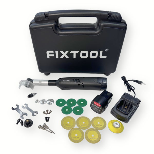 Угловой гравер FIXTOOL BLACK с 2 аккумуляторами (полная комплектация) (GRAVBL)