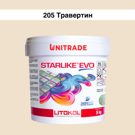 Эпоксидная затирка Litokol Starlike EVO 205 травертин 5 кг (STEVOTRV0005)