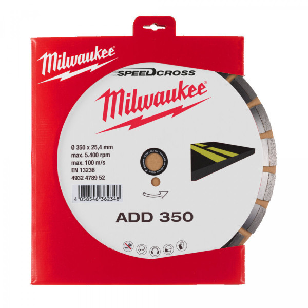 Диск алмазный Speedcross MILWAUKEE ADD 350, 350 мм (асфальт) (4932478952)