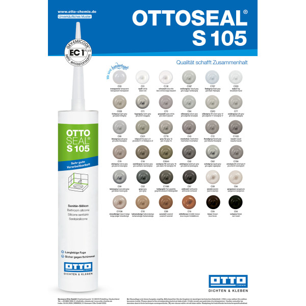 Санитарный силиконовый герметик OTTOSEAL S105 С501 светло-серый, (Hellgrau 21), 310 мл (S105C501)