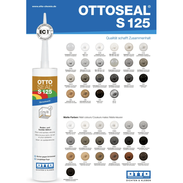Силіконовий герметик Ottoseal S125 C8427 Matt Vintage (сіро-коричневий матовий), 310 мл (S125C8427)
