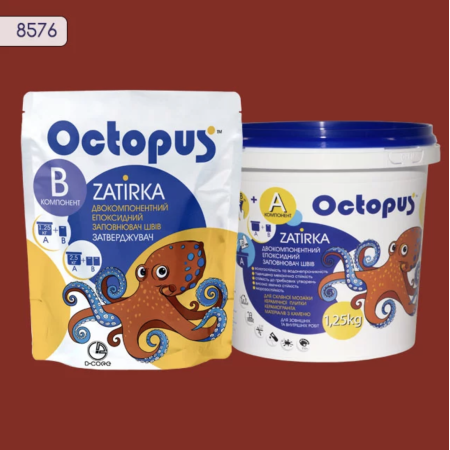 Двухкомпонентная эпоксидная затирка Octopus Zatirka цвет красный 8576 1,25 кг (8576-1)