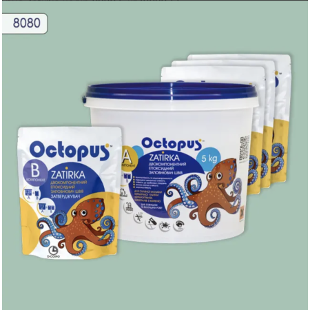 Двухкомпонентная эпоксидная затирка Octopus Zatirka цвет 8080, 5 кг (8080-5)