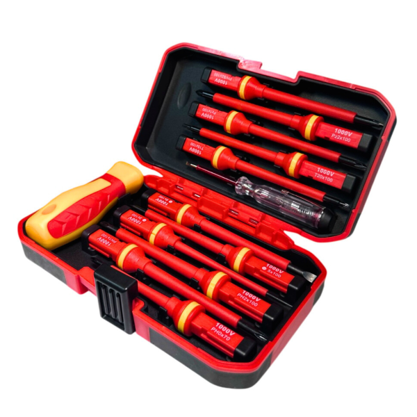 Набор диэлектрических отвёрток FIXTOOL 11 шт + индикаторная отвёртка 250В, CrV, пластиковый кейс (FIXER)
