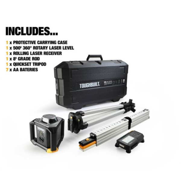 Ротационный лазер ToughBuilt TB-H2S4-LL-M150-R1 с приемником зеленый 150м (TB-H2S4-LL-M150-R1)