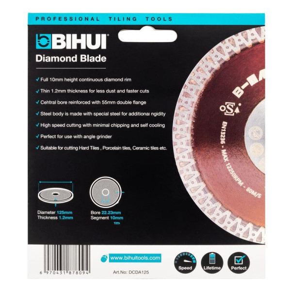 Алмазний диск BIHUI B-Master 125 мм для керамограніту/мармуру/граніту (DCDA125)
