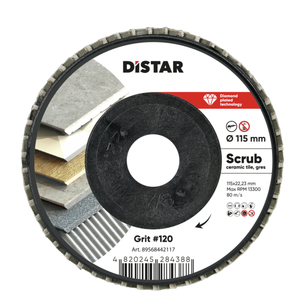 Алмазный лепестковый диск DISTAR SCRUB 115 × 22,23 мм #120 (89568442117)