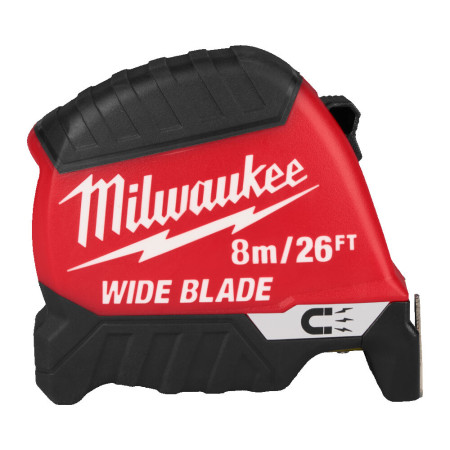 Рулетка магнітна WIDE BLADE MAGNETIC MILWAUKEE (Gen2), (полотно 35мм), 8м/26фт (4932499210)