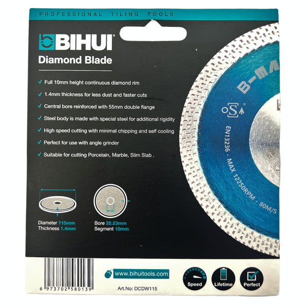 Диск алмазный BIHUI B-MAGIC 115 мм для толстого керамогранита/мрамора/гранита (DCDW115)