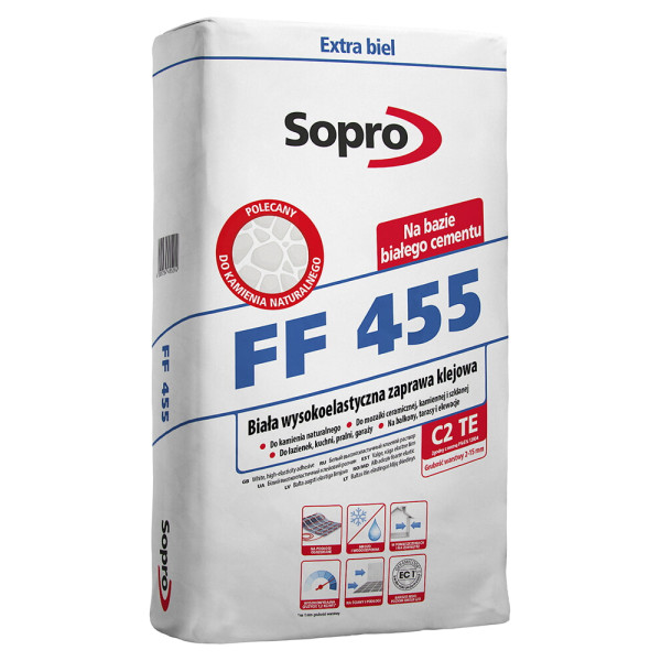 Клей для плитки Sopro FF 455 C2TE 25 кг, белый (455/25)