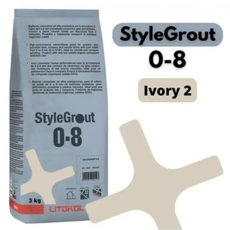 Цементная затирка StyleGrout 0-8 (Ivory 2) 3 кг (SG08IVR20063)