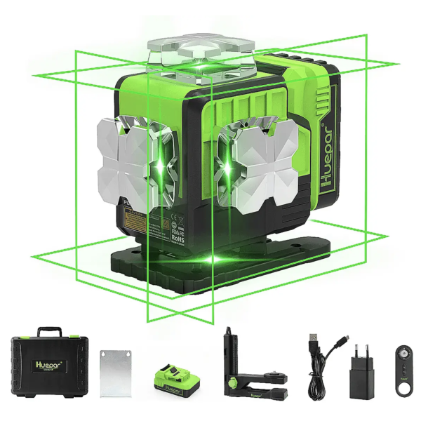 Лазерный уровень Huepar P04CG — 4D, 16 линий, зелёный лазер Osram (P04CG)