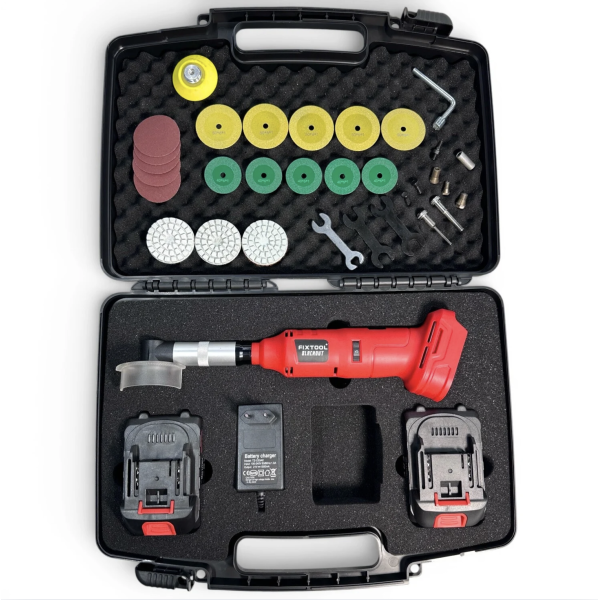 Акумуляторна кутова шліфувальна машина / гравер FIXTOOL Pomogator BLACKOUT Red PR20A (2 АКБ 4.0Ah, 21V) (FIX200RED-4A)